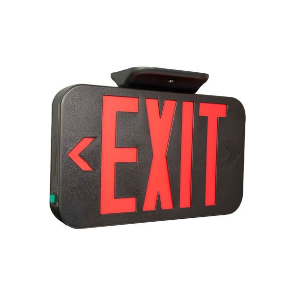Hubbell Lighting Hubbell CERB LED Exit Sign, Red w/ Black Housing